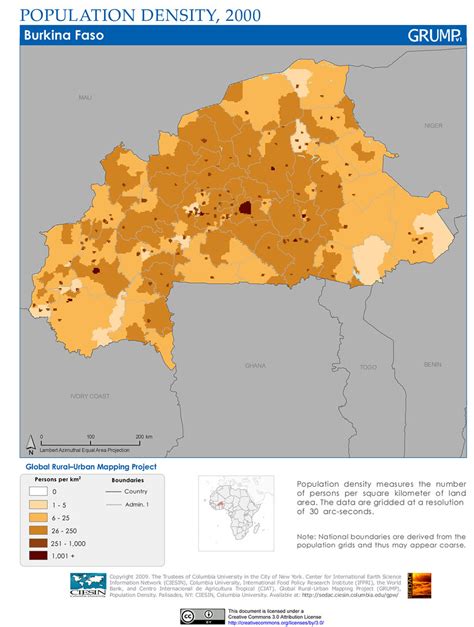 burkina faso population density map